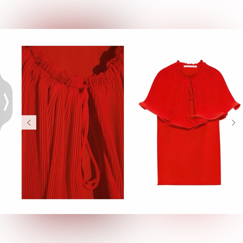 NWT Stella McCartney layered pleated organza and crepe de chine blouse